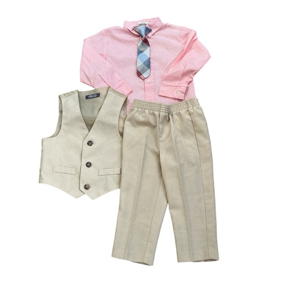 Van Heusen 4 Piece Baby Toddler Dress Clothes Pink Tan Size 24 Months - Picture 3 of 7